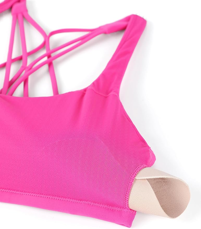CRZ YOGA Womens Naked Feeling Criss Cross Sports Bra - Strappy Back Padded Medium Support Wireless Gym Cami Workout Yoga