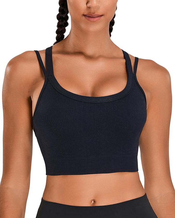 Sports Bras for Women HIigh Support, Criss-Cross Back Padded Strappy High Impact Sports Bras for Women Large Bust