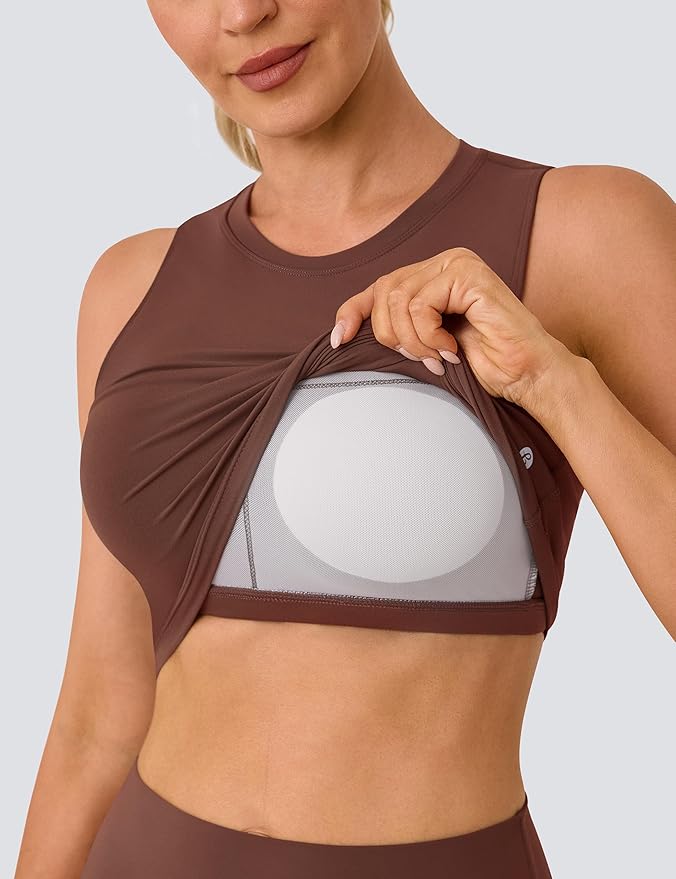 Natural Feelings Nudi Sports Bras for Women Removable Padded Yoga Tank Tops Sleeveless Fitness Workout Crop Tops