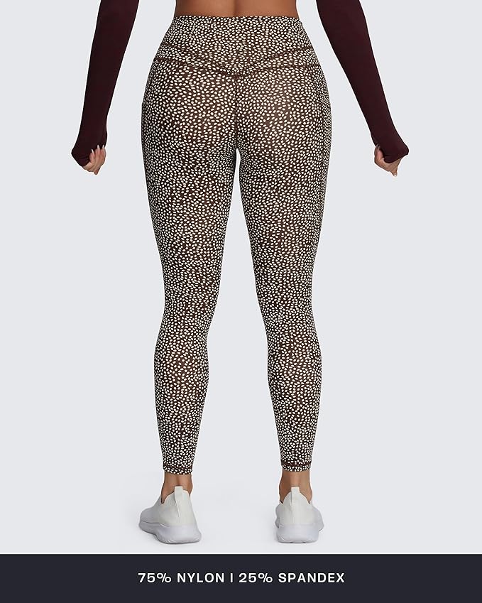 Aoxjox Women's Trinity High Waisted Yoga Pants with Pockets Cross-Waist Tummy Control Buttery Soft Workout Leggings 26"