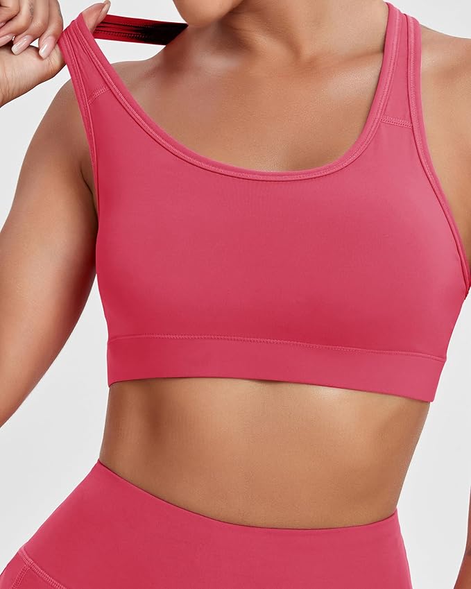 Oalka Women's Racerback Sports Fitness Support Workout Running Bras