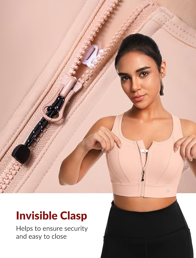 Yvette Front Closure Sports Bras for Women High Support Large Bust Supportive Sports Bra High Impact for Running