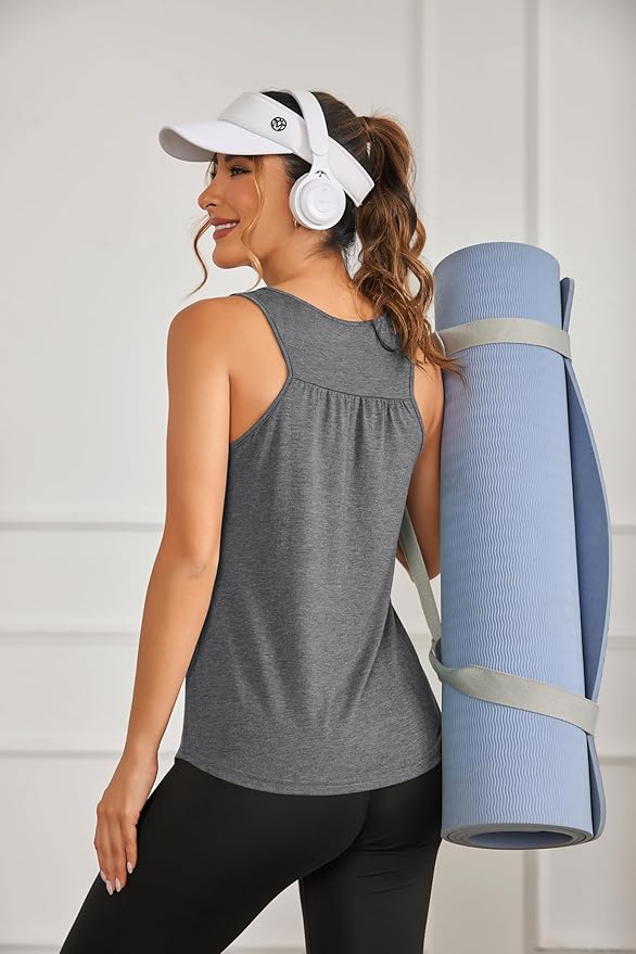 PINSPARK Workout Tops for Women Racerback Tank Tops Sleeveless Athletic Running Shirts Lightweight Yoga Gym Tank,2 Pack S-3XL