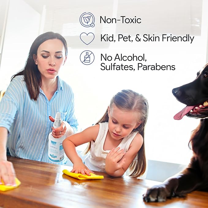 AquaCleanse Hypochlorous Acid Spray - All-Purpose Cleaner with HOCL, All-Natural Surface Cleaning Solution - Safe For Kids, Pets, & Daily Use | Clear Spray Made In USA | 8fl oz