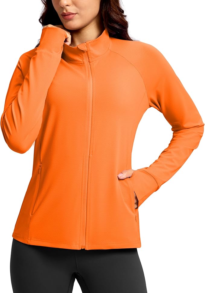 G Gradual Women's Lightweight Athletic Jacket Sun Protection UPF 50+ Zip Up 4 Pockets Long Sleeve Shirts Workout Running
