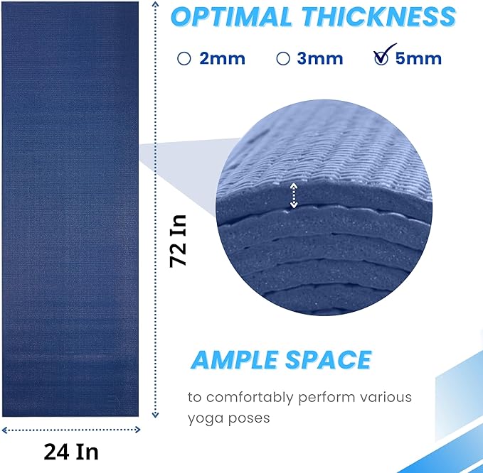 𝗘𝘃𝗲𝗿𝘆𝗱𝗮𝘆 𝗬𝗼𝗴𝗮 Mat Premium Edition, Non-Slip Exercise & Fitness Mat - Eco-Friendly, Anti-Tear, 3-5mm Thickness for Yoga, Pilates & Floor Workouts
