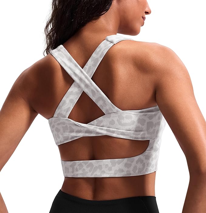 Sports Bras for Women Criss-Cross Back Padded Workout Tank Tops Medium Support Crop Tops for Women