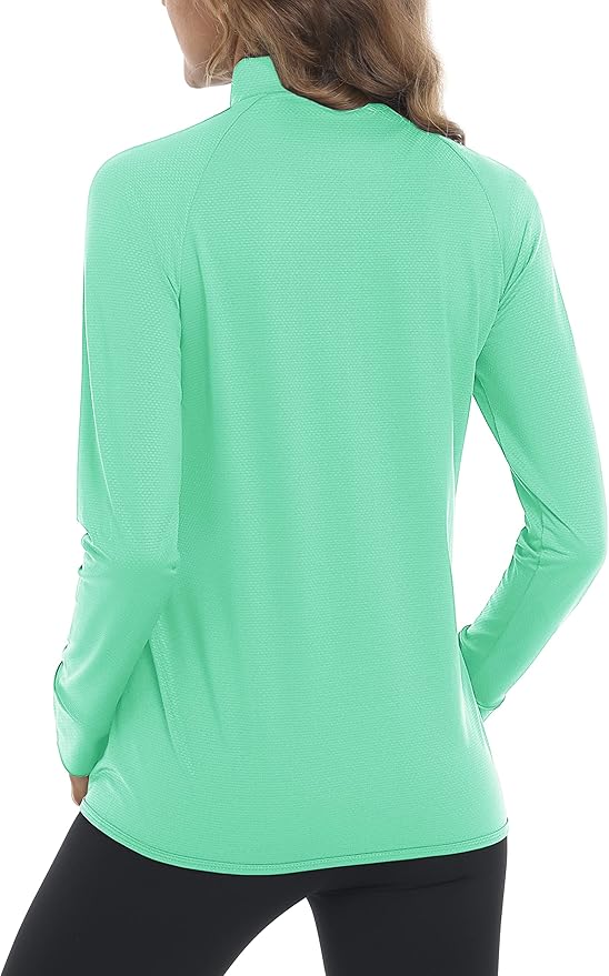 MAGCOMSEN Women's UPF 50+ Lightweight Athletic Jacket Sun Protection Full Zip Long Sleeve Shirts Hiking Outdoor Pockets