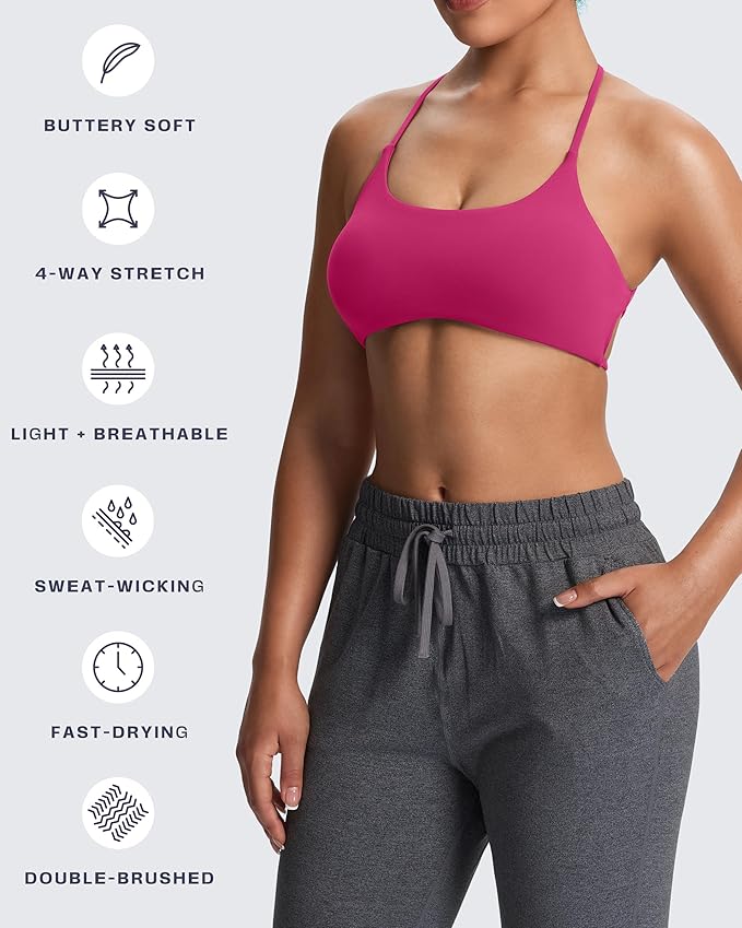 Aoxjox Women's Workout Sports Bras Fitness Trinity Ivy Low Impact Bra Yoga Crop Tank