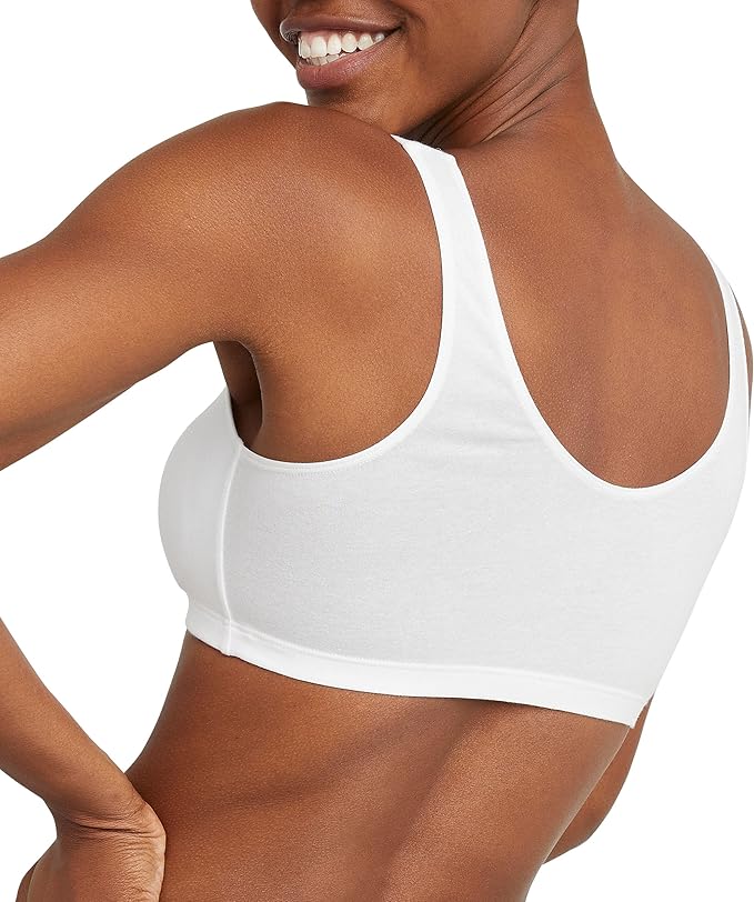 Hanes Women's Pack, Cotton Scoopneck Bralette, Low-Impact Sports Bra, 3-Pack