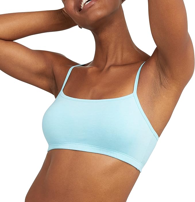 Hanes Women's String Bralette Pack, 3-Pack, Cotton Sports Bralette Bras for Women, Solid or Assorted Wireless Bras
