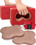 Deep-Zen® Yoga Blocks Wrist Support; Yoga Blocks 2 Pack with Knee Pads and Strap to Put Less Weight on Wrists; Durable, Versatile Yoga Brick Exercise Block Set, Blocks Yoga