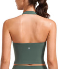 CRZ YOGA Butterluxe Halter Crop Tank Tops for Women - Open Back Padded Longline Sports Bras Workout Gym