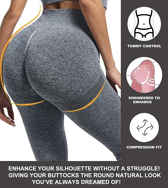CHRLEISURE Workout Leggings Sets for Women, Gym Scrunch Butt Butt Lifting Seamless Leggings 3 Piece