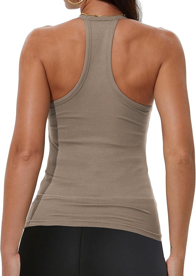 iGENJUN Workout Tops for Women Racerback Basic Tank Summer 2026 Camisole V Neck Slim Fit Ribbed Sleeveless