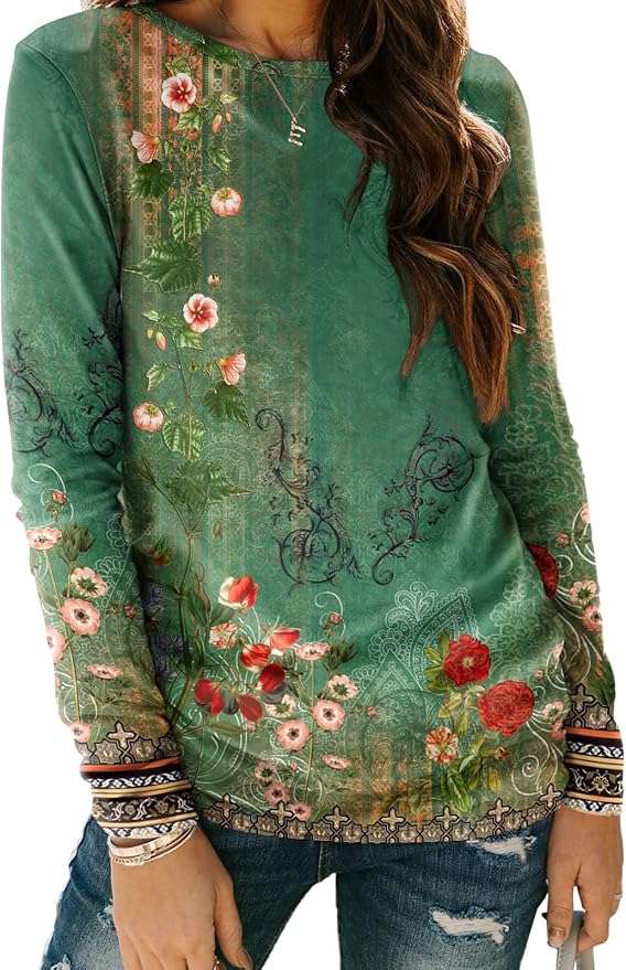 AUTOMET Women‘s Basic Long Sleeve Crewneck, Plus Size Winter & Spring Top, Casual Fall Tee for Teacher & Everyday Outfits