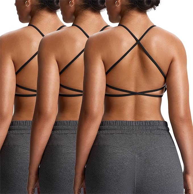 Aoxjox Women's Workout Sports Bras Fitness Trinity Ivy Low Impact Bra Yoga Crop Tank