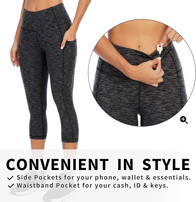 Ewedoos Capri Leggings for Women High Waisted Yoga Pants with Pockets for Women Tummy Control Workout Leggings Yoga Capris
