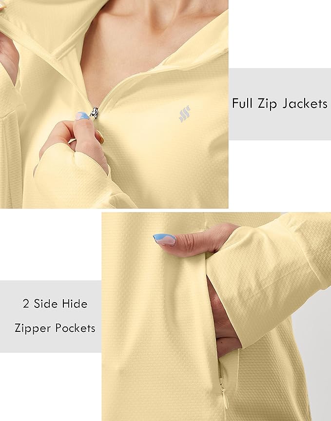 Soothfeel Women's UPF 50+ Sun Protection Hoodie Jacket Lightweight Long Sleeve Sun Shirt for Women with Pocket Hiking Outdoor