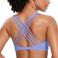 CRZ YOGA Naked Feeling Strappy Sports Bras for Women - Criss Cross Back Wireless Padded Cami Yoga Workout Top