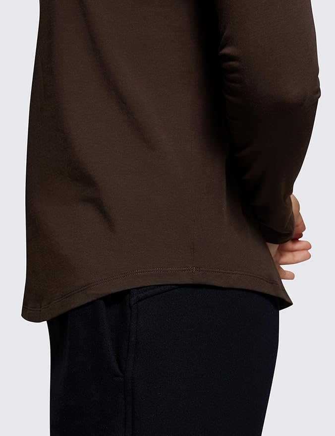 CRZ YOGA Pima Cotton Crewneck Long Sleeve Shirts for Women - Workout Athletic Yoga Casual Tops Soft Plain T-Shirt
