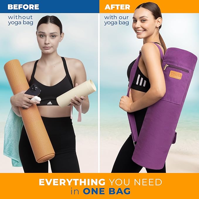 UDANA Yoga Mat Bag – Heavy Duty Canvas Carrier with 3 Pockets & Full Zip – Available in 3 Sizes (16L, 18L, 34L) - Multiple Colors