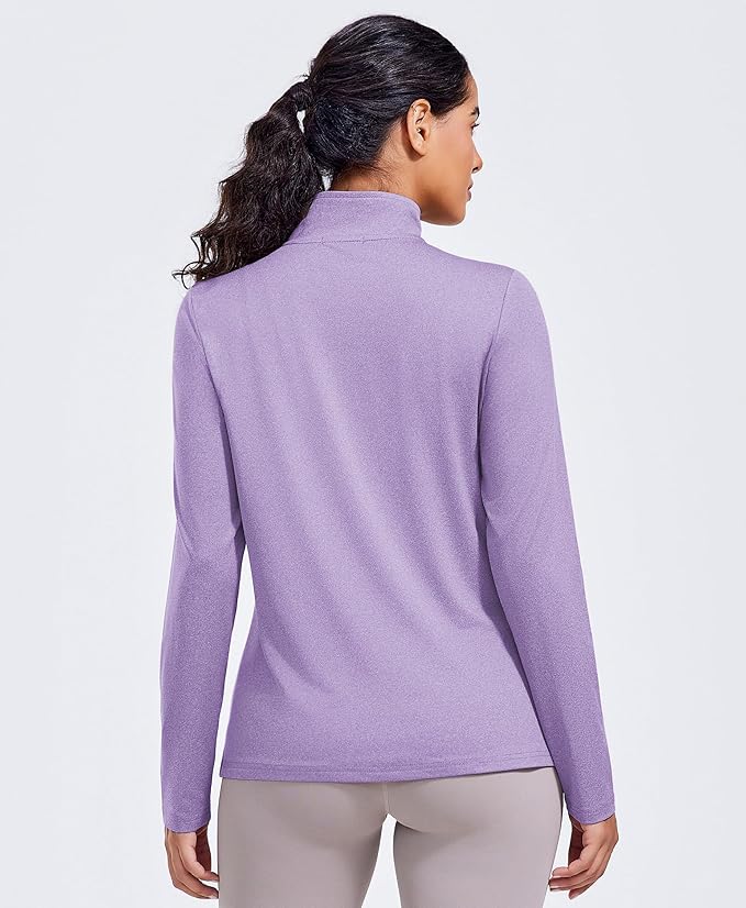 PINSPARK Workout Tops for Women Long Sleeve Athletic Shirt Quarter Zip Running Shirts Stretchy UPF 50+ Yoga Hiking Tee Top