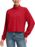 Soothfeel Women's Athletic workout Jacket Lightweight UPF 50+ Long Sleeve Sun Protection Shirts Zip Up Cropped Hiking Tops