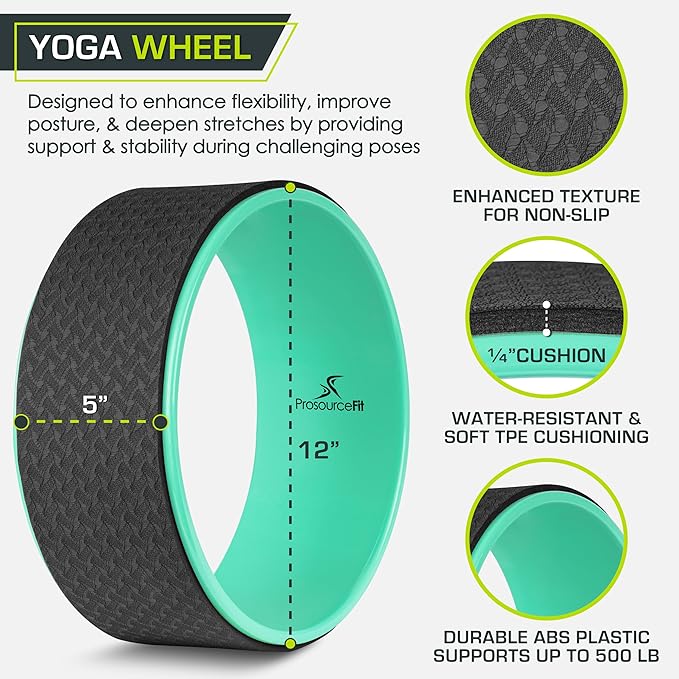 ProsourceFit Yoga Wheel Prop 12” for Improving Yoga Poses, Backbends, Flexibility, Balance, Stretching, Relaxation