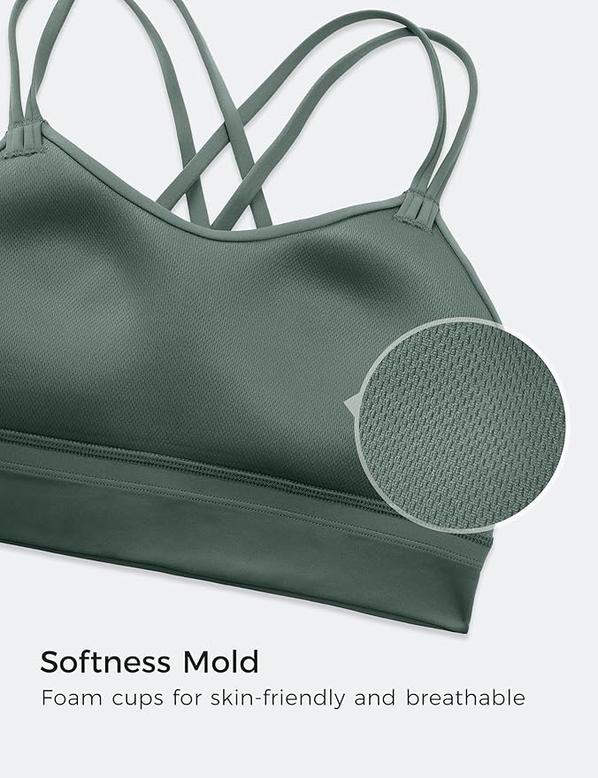 CRZ YOGA Softness Mold Butterluxe Strappy Longline Sports Bras for Women - Double Spaghetti Strap Workout Yoga Crop Top