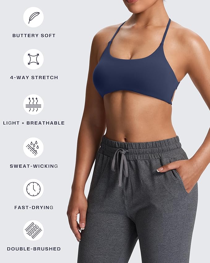 Aoxjox Women's Workout Sports Bras Fitness Trinity Ivy Low Impact Bra Yoga Crop Tank