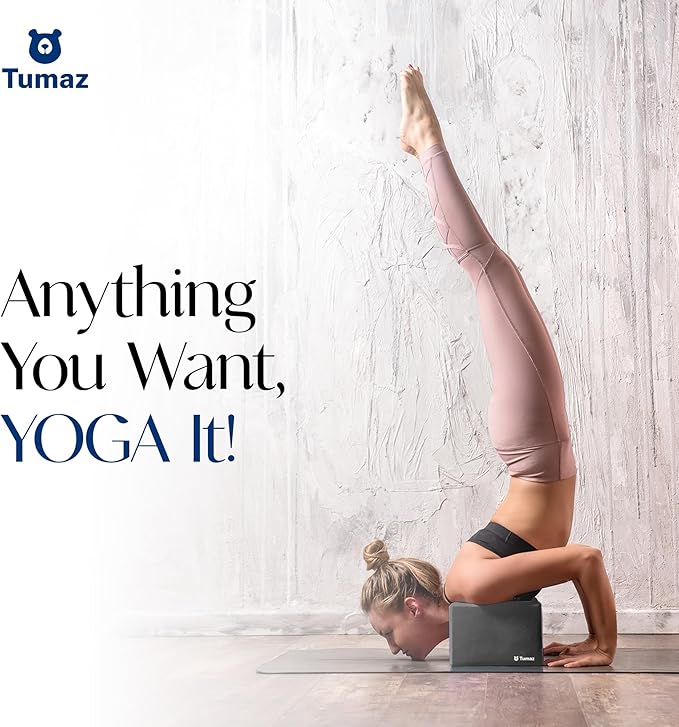 Tumaz Non-Slip Yoga Blocks 2-Pack - High Density/Lightweight EVA Foam & Natural Cork for Stability, Premium Set with E-Book Included