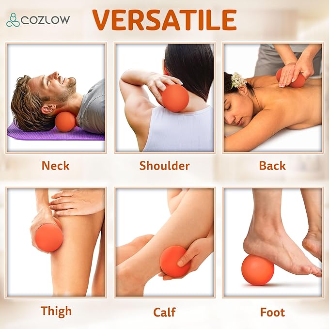 COZLOW Double Lacrosse Silicone Massage Ball - Energizing Orange - Peanut Trigger Point Roller for Mobility, Deep Tissue Therapy, Myofascial Release - Acupressure Tool for Muscle Pain Relief