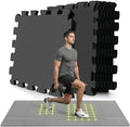 bemaxx Gym Mats Set - 18 pcs EVA Interlocking Foam Floor Tiles (12.6"x12.6"x0.4") 18sqft Protective Gym Flooring Sports Home Workout Exercise Mats Puzzle Garage Fitness Play-Room Pool Treadmill Bike