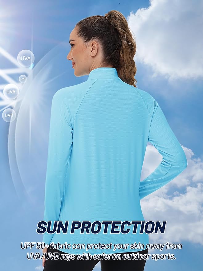 TACVASEN Women's Athletic Jackets Lightweight UV Protection Shirts Full Zip Workout Jacket UPF 50+ Long Sleeve Sun Shirt
