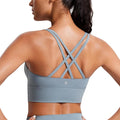 CRZ YOGA Naked Feeling Strappy Longline Sports Bras for Women - Medium Impact Criss Cross Yoga Padded Workout Crop Top