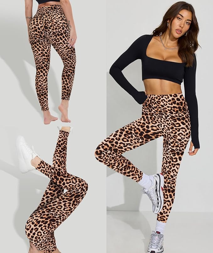 GAYHAY High Waisted Leggings for Women - Soft Opaque Slim Tummy Control Printed Pants for Running Cycling Yoga