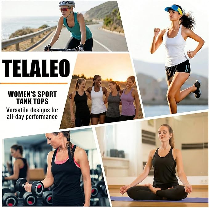 6 or 5 Pack Workout Tank Tops for Women, Athletic Racerback Sports Tank Tops, Compression Sleeveless Dry Fit Shirts