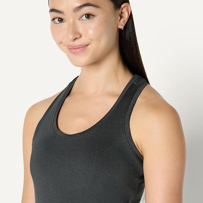 Amazon Essentials Women's Active Quick Dry Tech Stretch Racerback Scoop Neck Tank Top, Multipacks