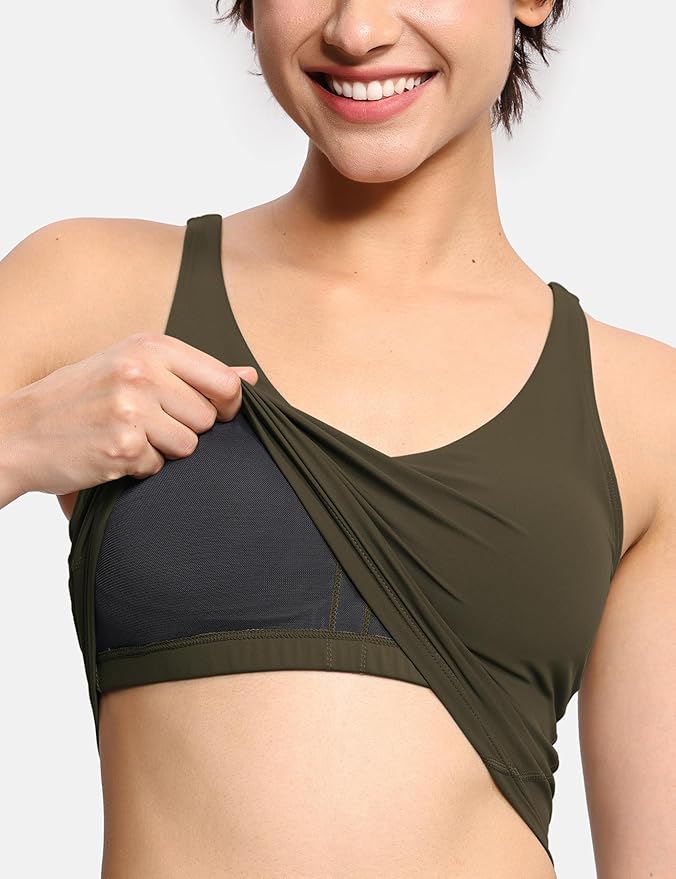 THE GYM PEOPLE Womens' Sports Bra Longline Wirefree Padded with Medium Support