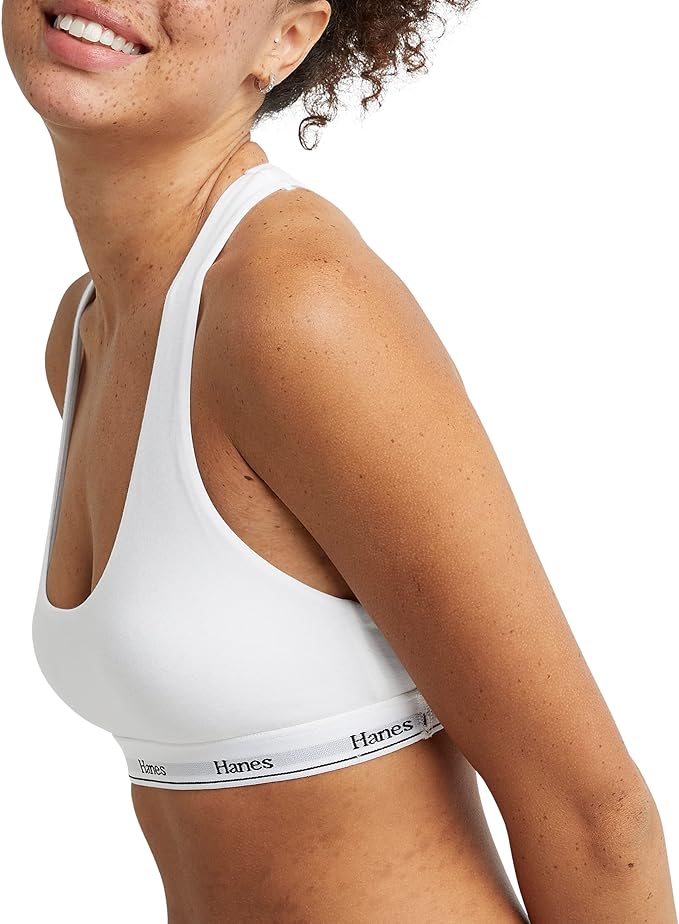Hanes Women's Originals Racerback Bralette Pack, Breathable Stretch Cotton Bras, 2-Pack