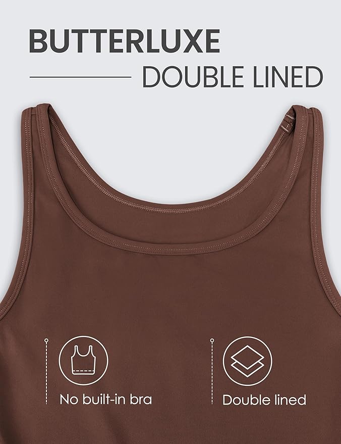 CRZ YOGA Butterluxe Double Lined Tank Tops for Women - Workout Casual Scoop Neck Racerback Crop Sleeveless Shirt