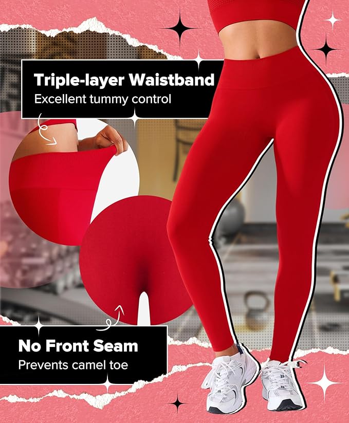 BRXL Butt Lifting Lycra No Front Seam Workout Leggings for Women Tummy Control High Waist Seamless Gym Running Leggings