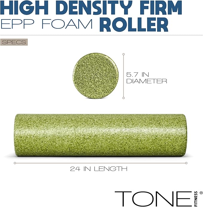 Tone Fitness High Density EPP Foam Exercise Foam Roller for Yoga, Pilates, Stretching, Massage, and Recovery | Multiple Sizes and Colors