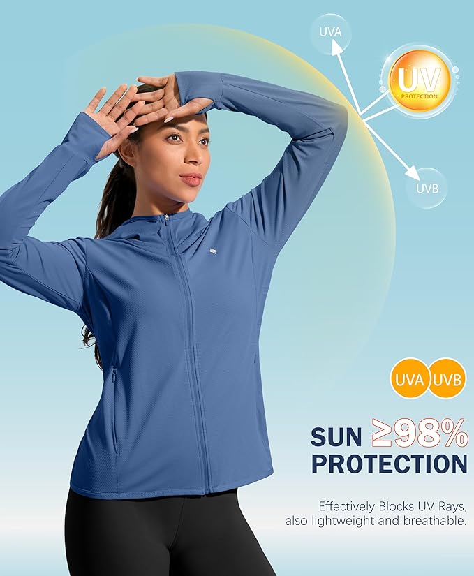 Soothfeel Women's UPF 50+ Sun Protection Hoodie Jacket Lightweight Long Sleeve Sun Shirt for Women with Pocket Hiking Outdoor