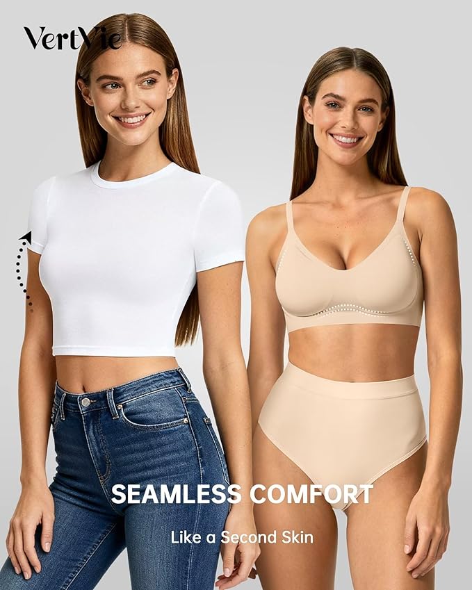 Vertvie Womens Seamless Jelly Bras No Underwire Comfort Push Up Bras Buttery Soft Wireless Bralette Full Coverage Sports Bra