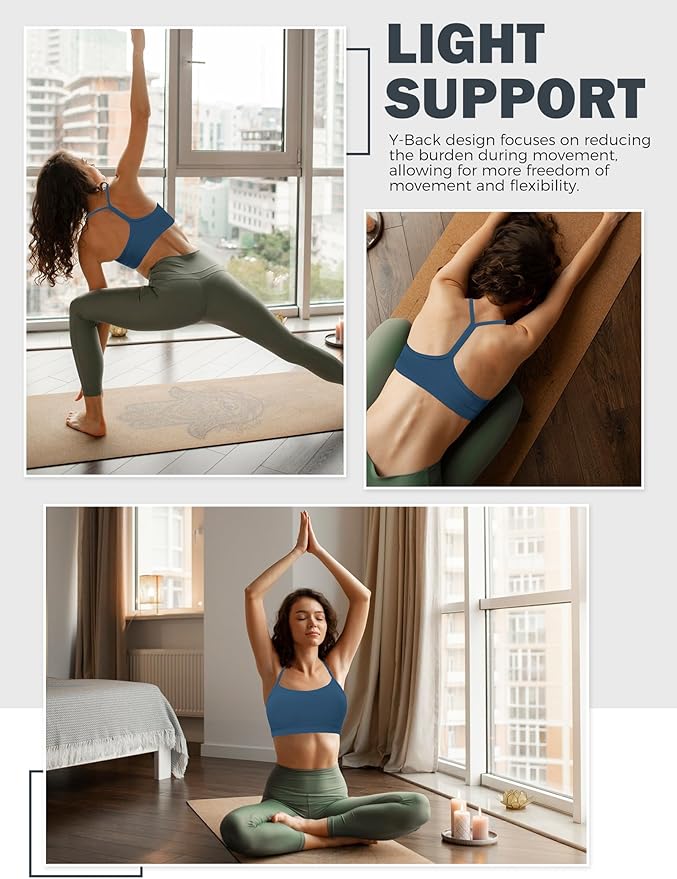 Buauty Sports Bra for Women, Y Back Light Support Workout Bra with Removable Pads for Yoga Pilates Gym