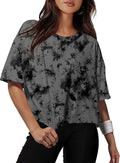 XIEERDUO Cotton Tshirts for Women Drop Shoulder Round Neck Oversized Crop Tops Workout Tops Tees