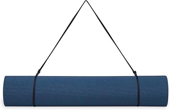 Gaiam Essentials 1/4" Thin (6mm) Yoga & Pilates, Fitness & Exercise Mat with Easy-Cinch Carrier Strap Cusion Support For Fitness and Gym Workouts