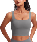 CRZ YOGA Butterluxe Square Neck Crop Tank Tops for Women - Workout Longline Sports Bras Padded Yoga Camisole